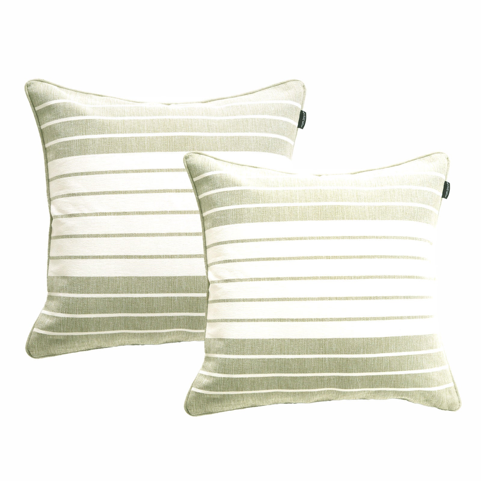Renee Taylor Palma Stripe Stone washed Yarn-dyed Cushion Twin Pack 50 x 50 Cms Feather Filled Khaki