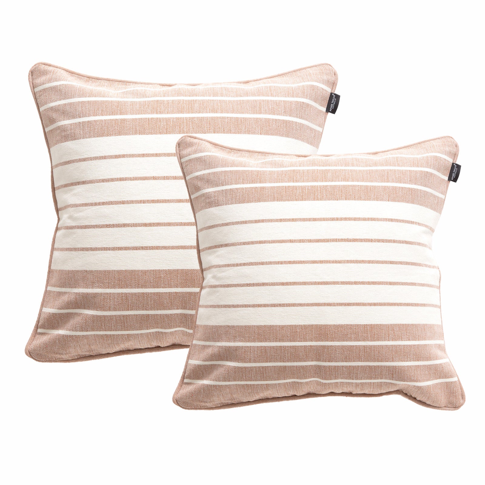 Renee Taylor Palma Stripe Stone washed Yarn-dyed Cushion Twin Pack 50 x 50 Cms Feather Filled Copper