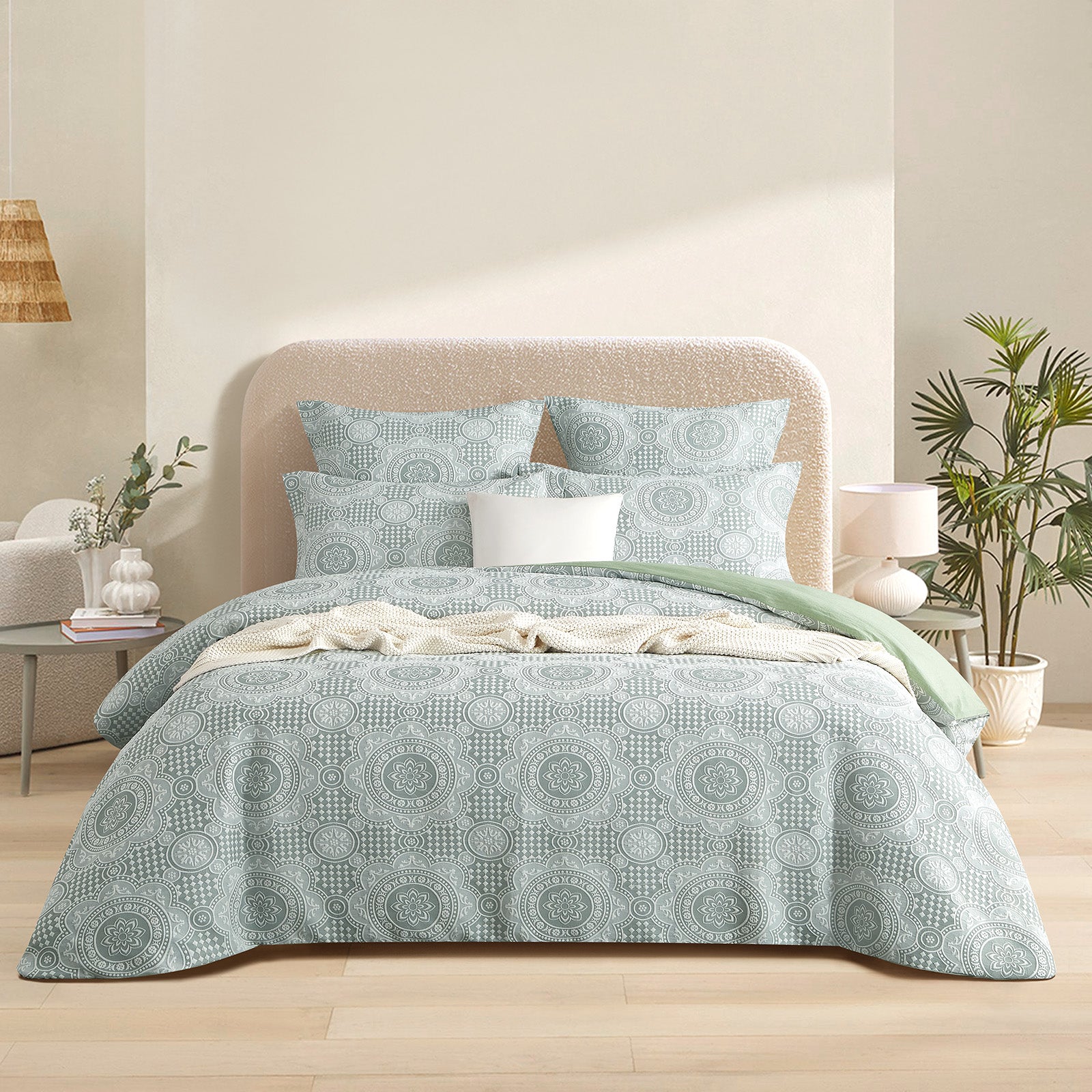 Renee Taylor Rizz Jacquard Quilt Cover Set Queen Sage