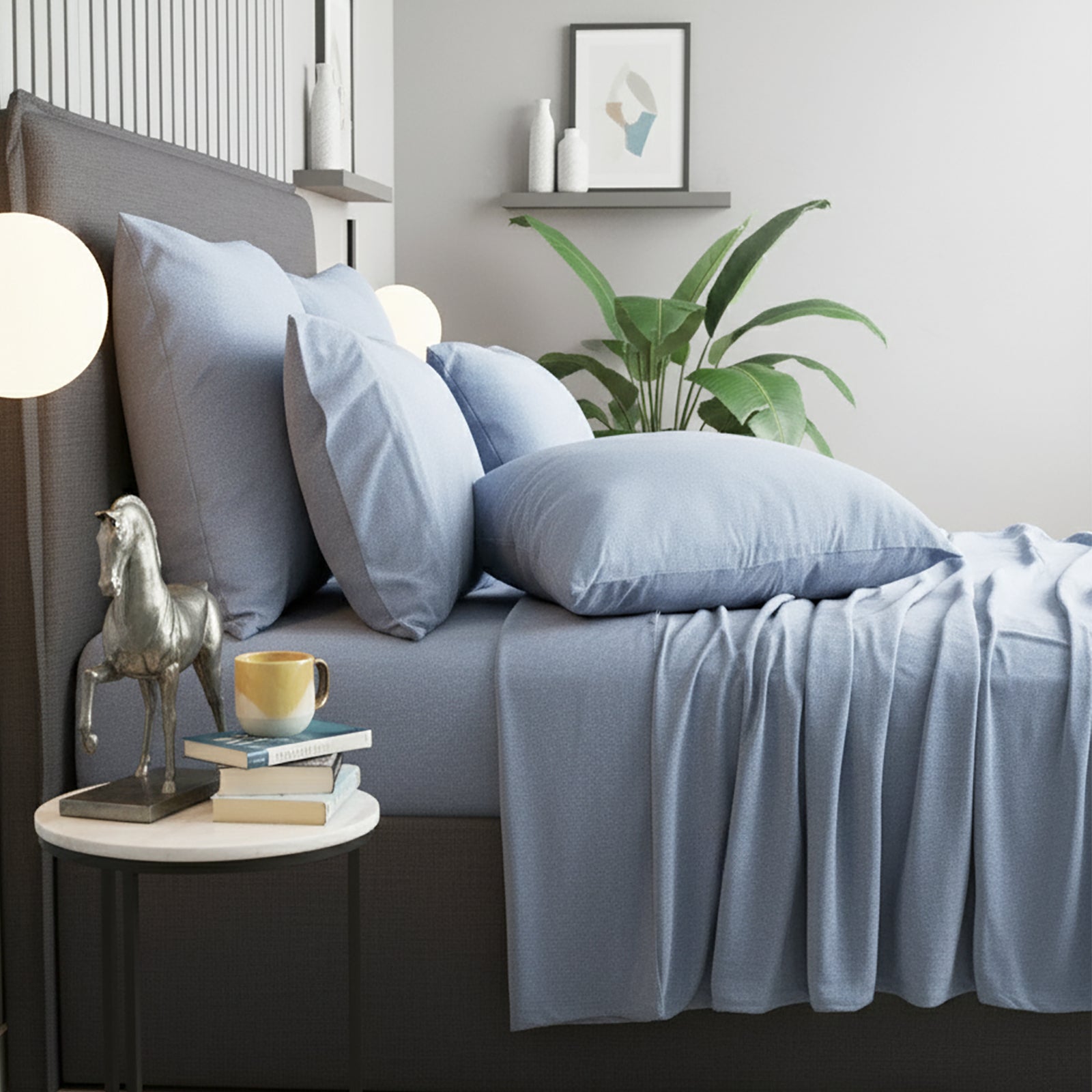 Renee Taylor Comfort T鈥檚 Organic Cotton Melange Jersey Sheet Set Long Single Ink