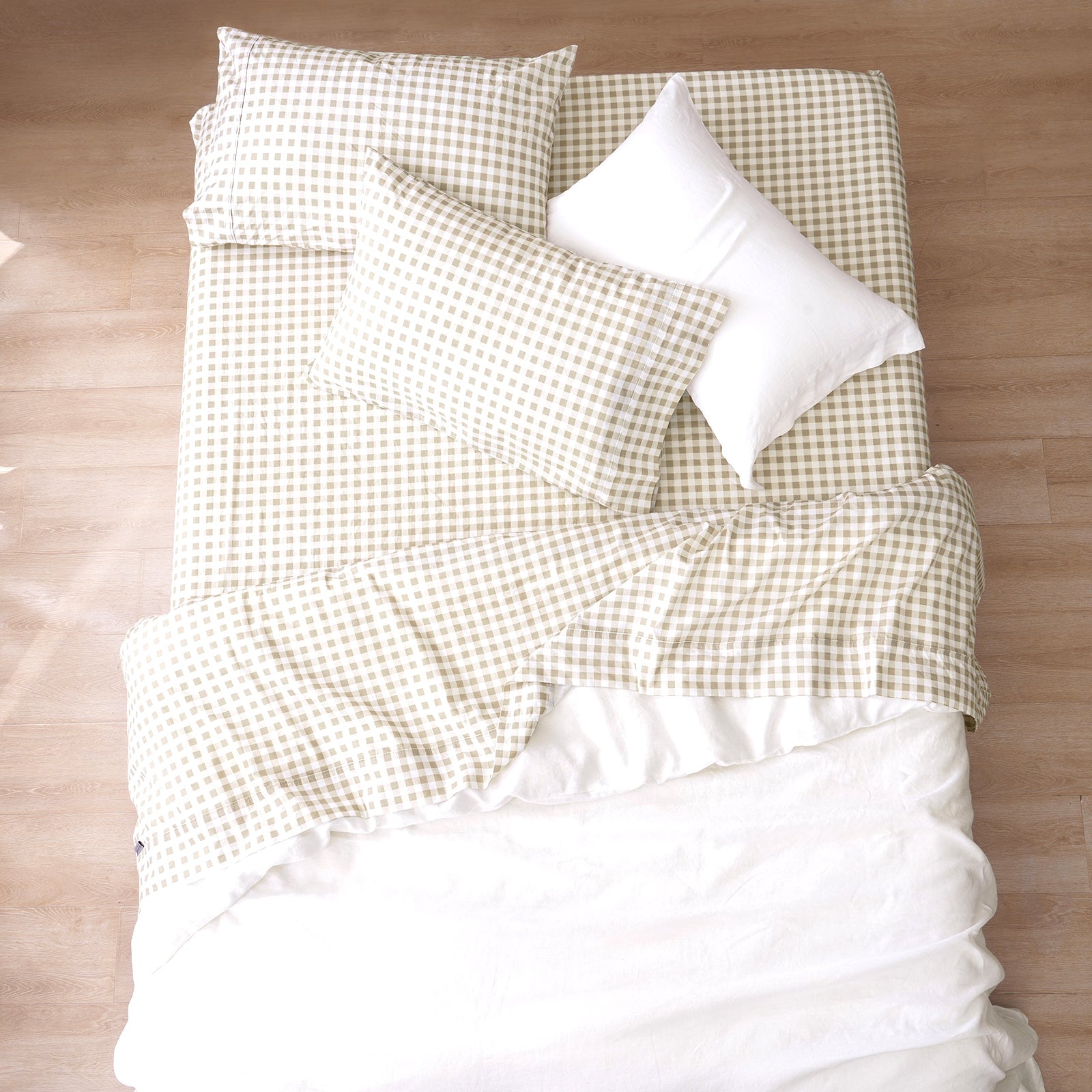 Renee Taylor Bran Gingham Patterned Cotton Sheet Set Queen