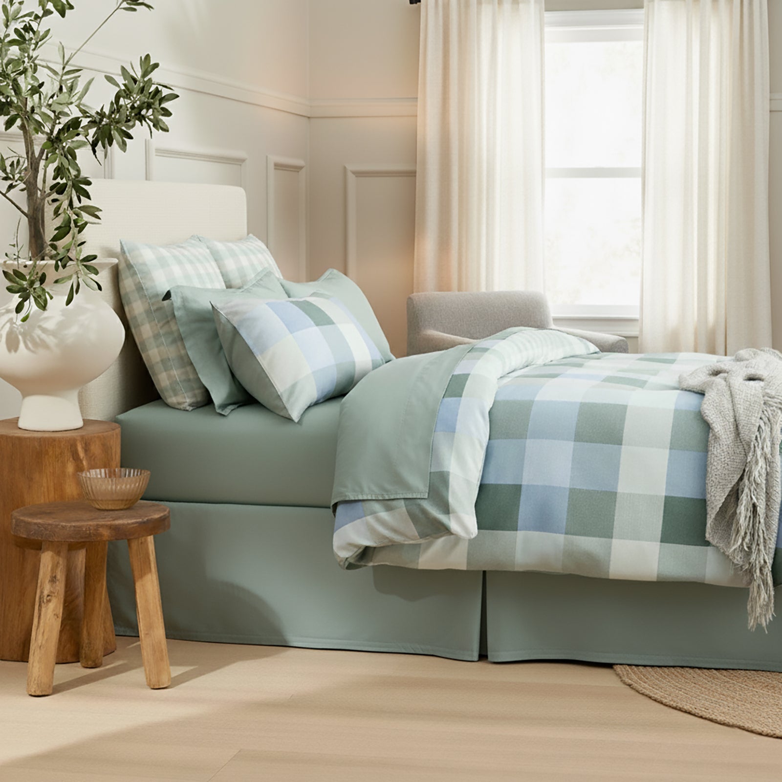 Renee Taylor Textured Cotton Slub Reversible Quilt Cover Set King Jackson Check