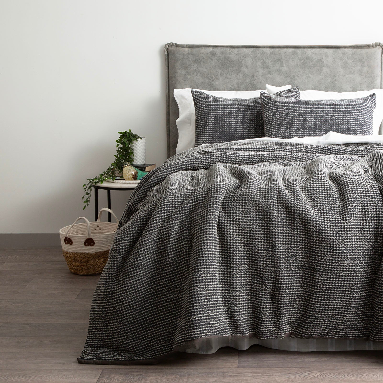 Cloud Linen Boronia Stone Washed Cotton Waffle Comforter Set Double/Queen Magnet