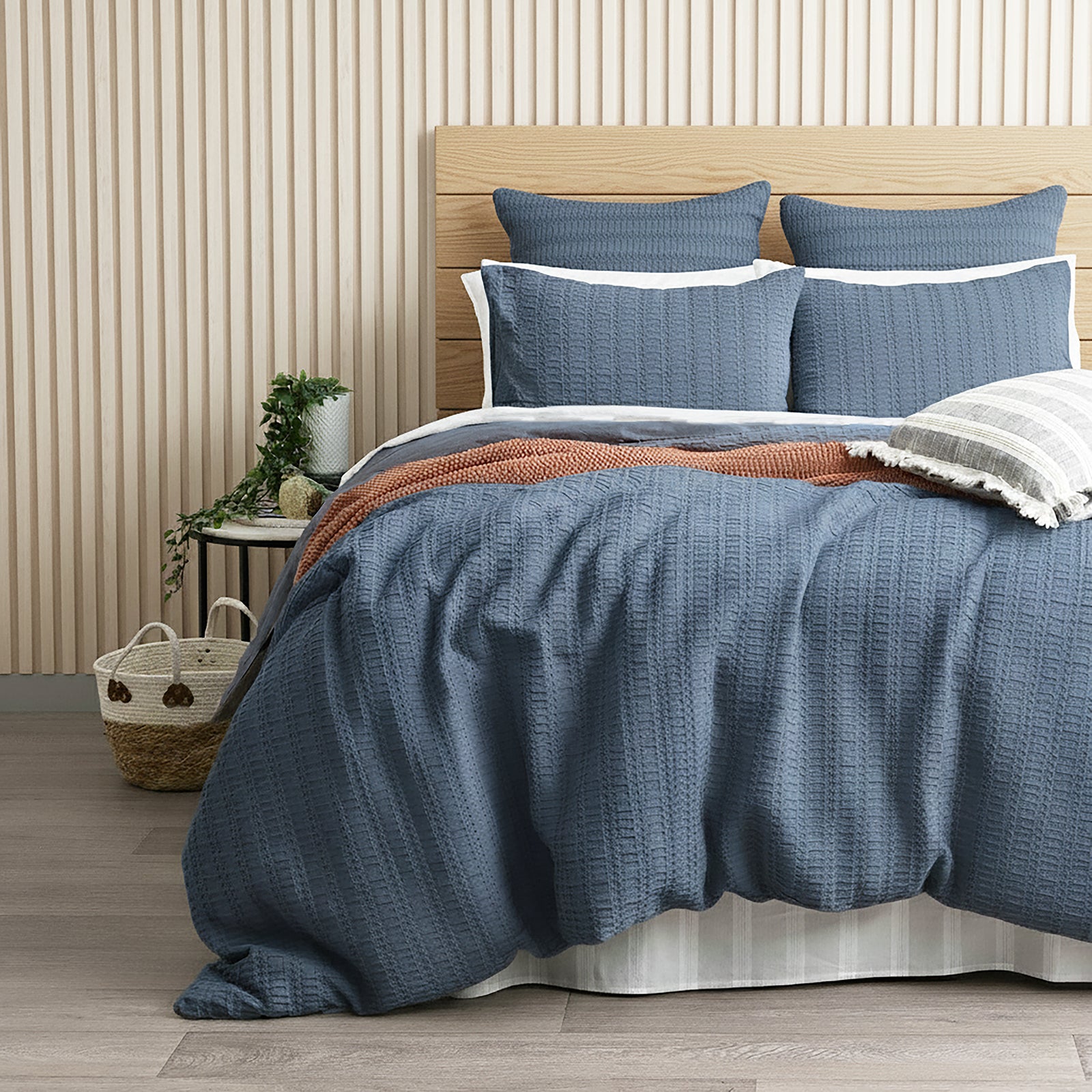 Cloud Linen Celeste Seersucker Cotton Waffle Quilt Cover Set Double Ink