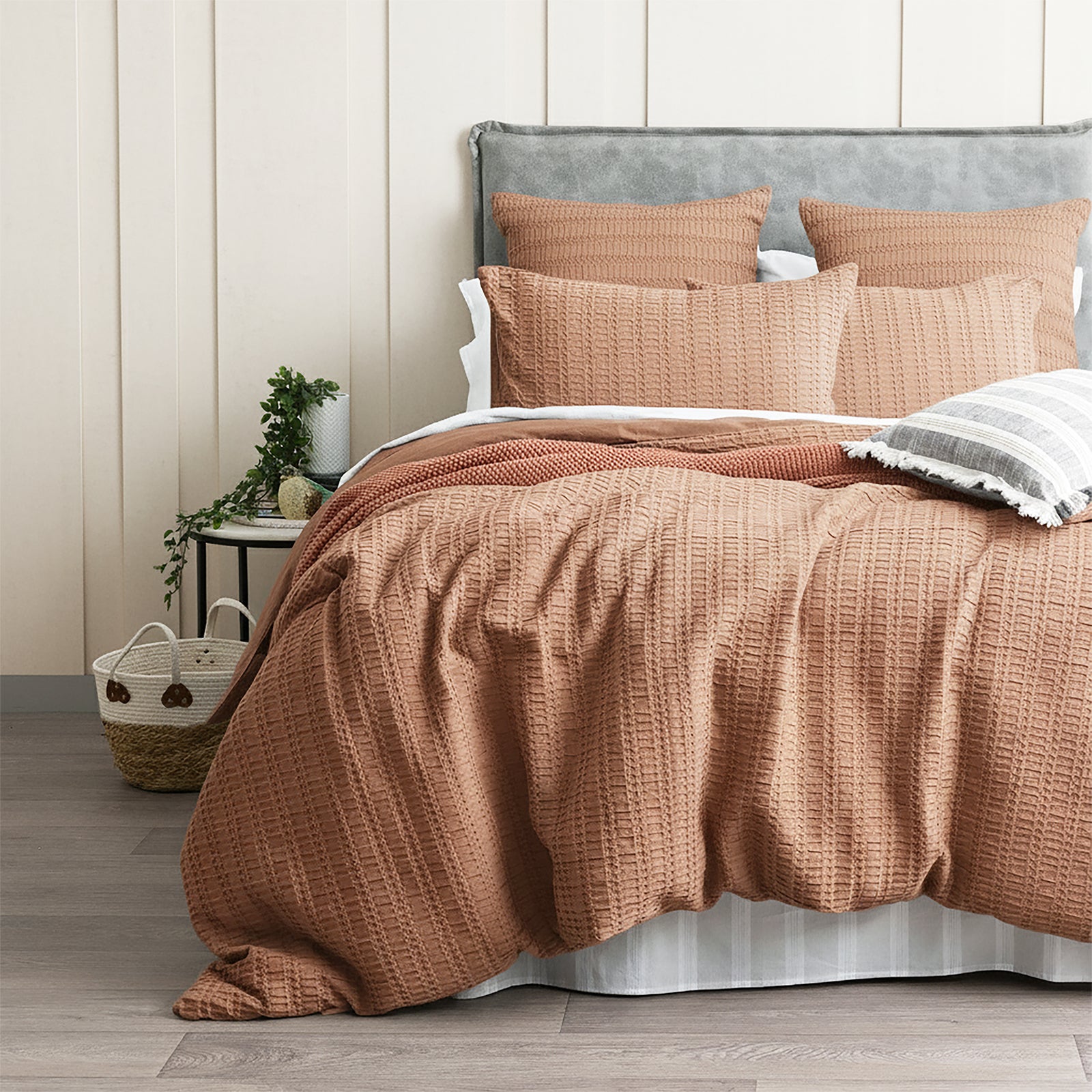 Cloud Linen Celeste Seersucker Cotton Waffle Euro P/Case Rust