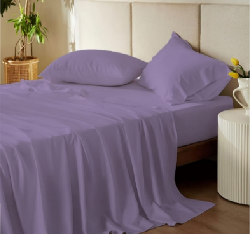 100% Cotton Fitted Sheet and Pillowcase combo set in Purple