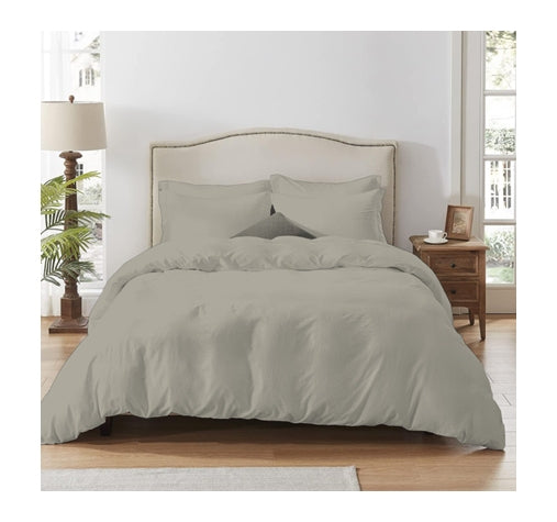 250 thread count cotton and polyester blend fitted sheet with pillowcase in single, double, queen and king in linen