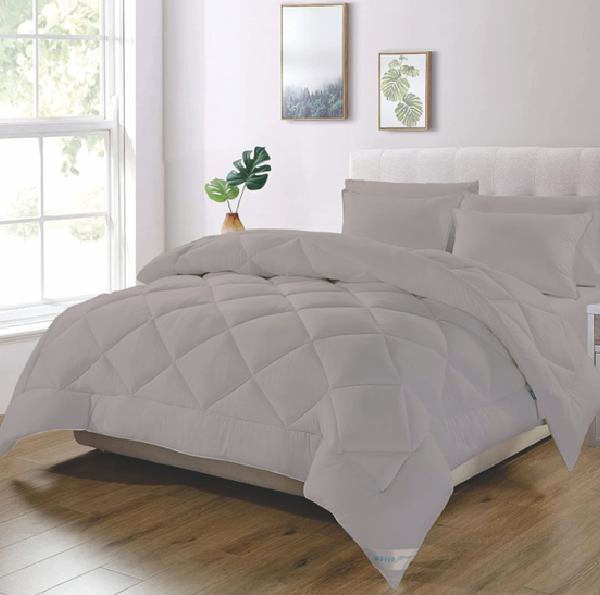 5 Piece Comforter Set with pillowcases in Beige Stone for Double, King and Queen