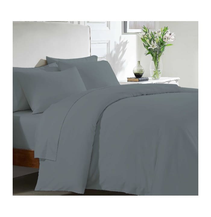 Revive Living Vintage Washed 100% Cotton Sheet Set with fitted sheet, flat sheet and pillowcases for Double, Queen, Mega Queen, King, Mega King in Silver Grey
