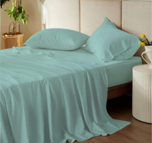 300TC 100% Cotton fitted sheet for king, queen, double, single, king single, mega queen and mega king in seafoam green
