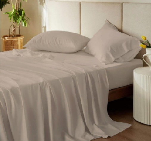 100% Cotton Fitted Sheet in Stone Beige