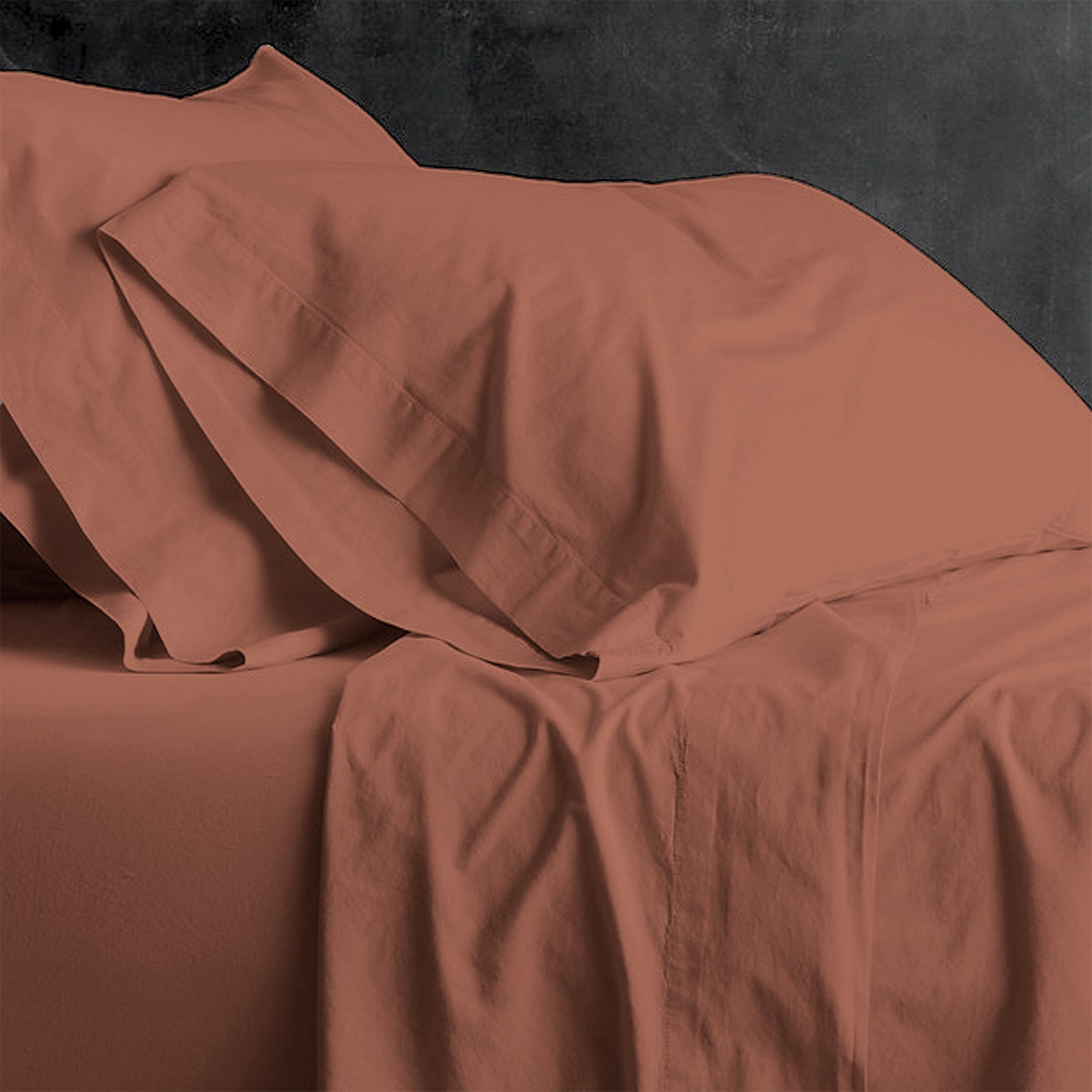 Park Avenue European Vintage Washed Cotton Sheet sets Double Auburn