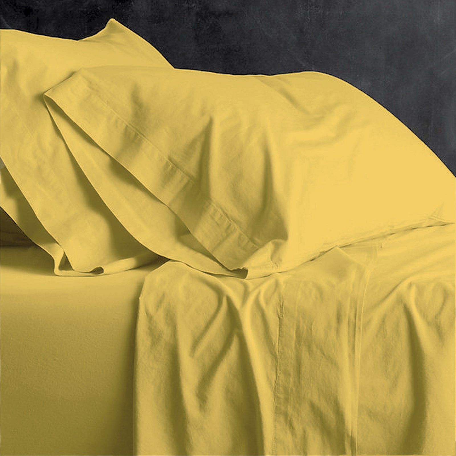 Park Avenue European Vintage Washed Cotton Sheet sets Double Misted Yellow