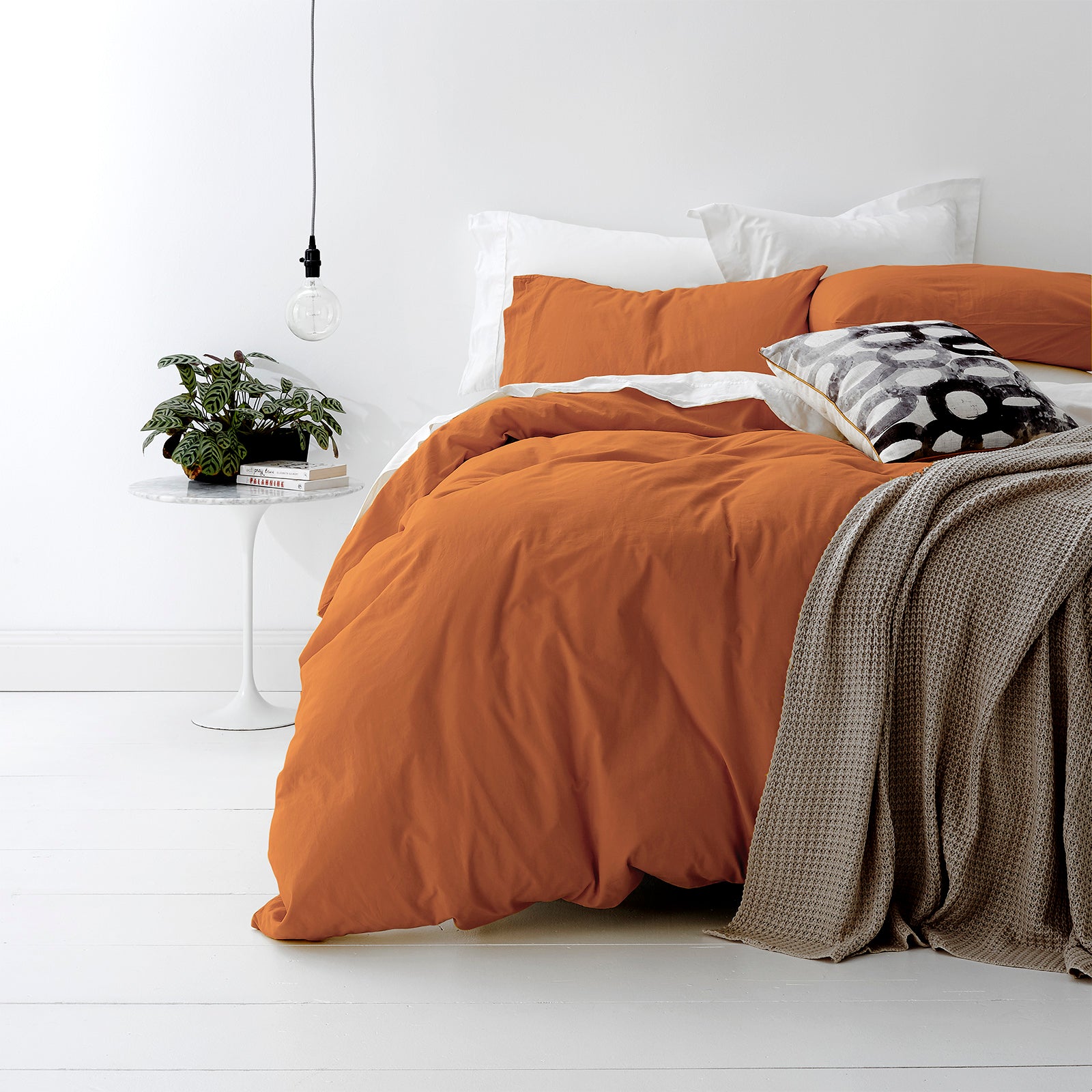 Park Avenue European Vintage Washed Cotton Quilt Cover Set Super King Auburn