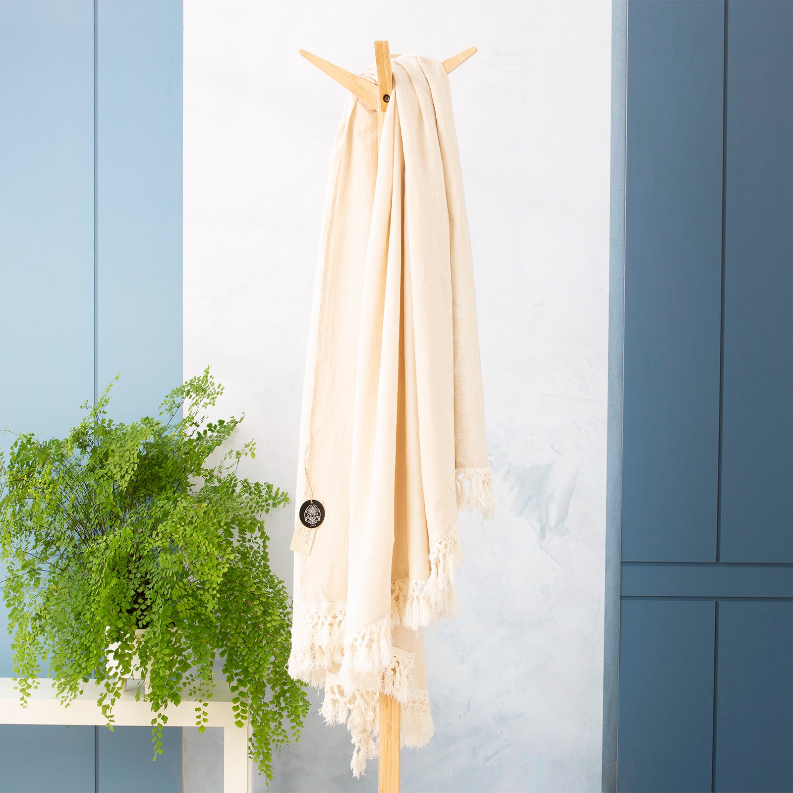 Renee Taylor Cavallo Stone washed 100% Linen Throw 130 x 200 Cms NATURAL