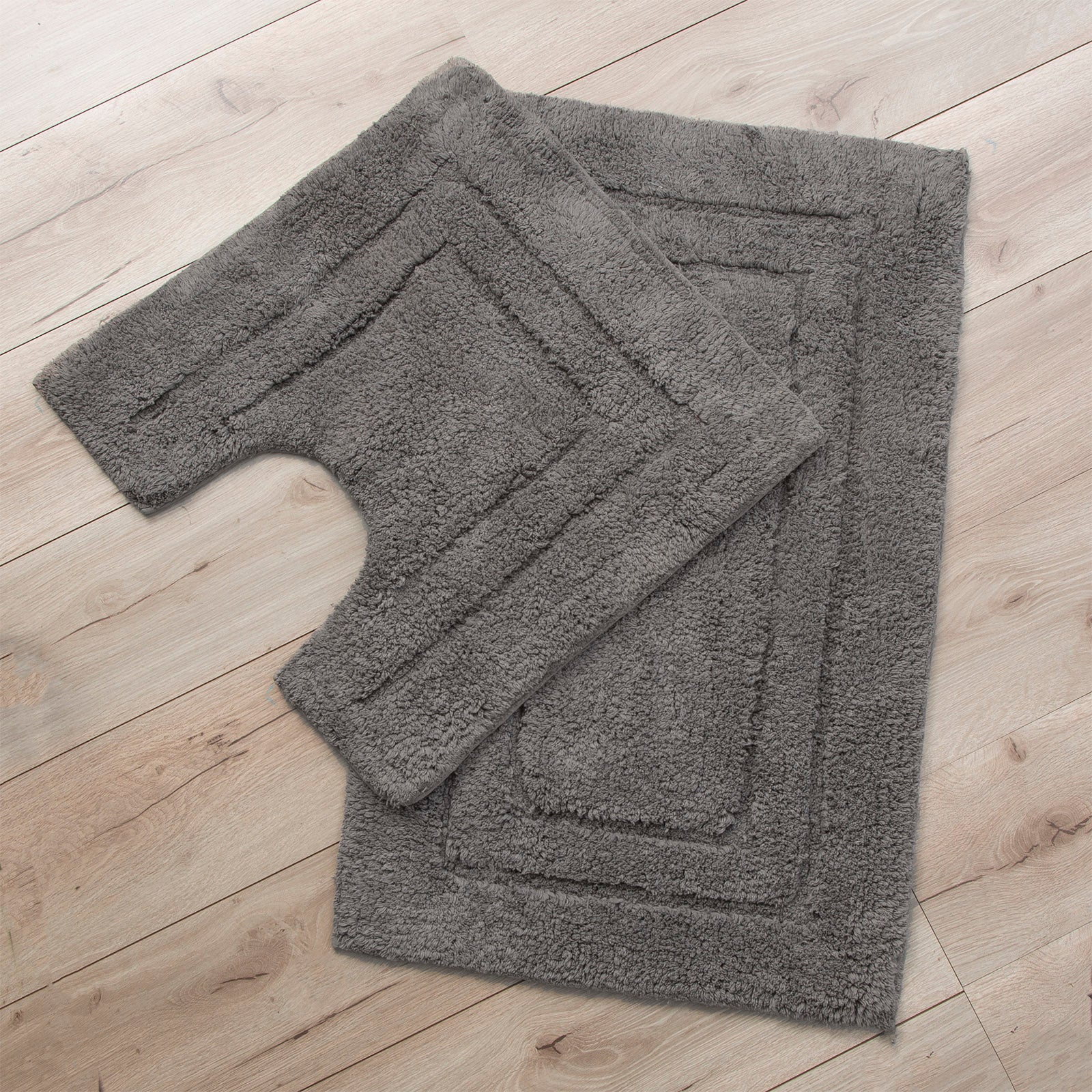Renee Taylor 2 Piece 2200 GSM Tufted Bath Mat set Nickel