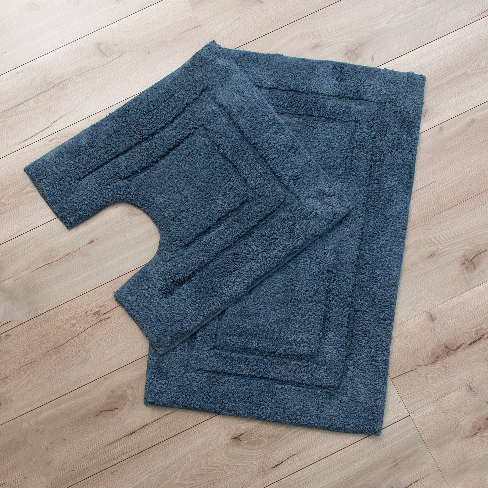 Renee Taylor 2 Piece 2200 GSM Tufted Bath Mat set Blue Mirage