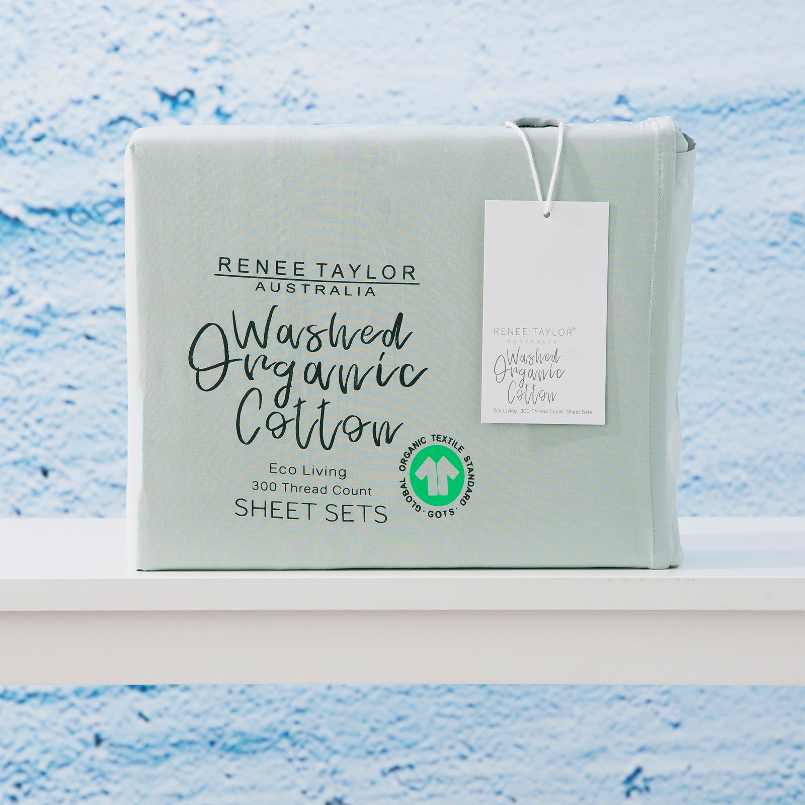 Renee Taylor 300 Thread Count 100 % Organic Cotton Sheet sets Queen Sage