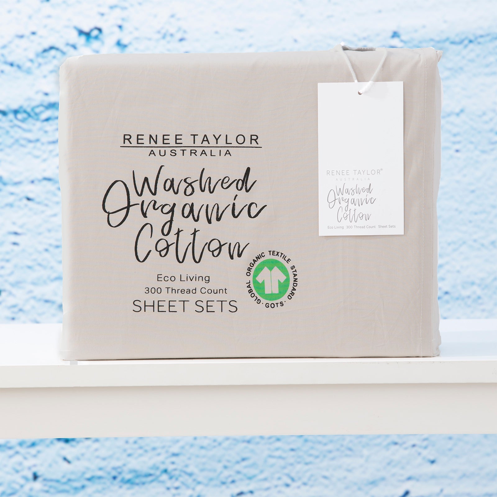 Renee Taylor 300 Thread Count 100 % Organic Cotton Sheet sets Mega King Moonbeam