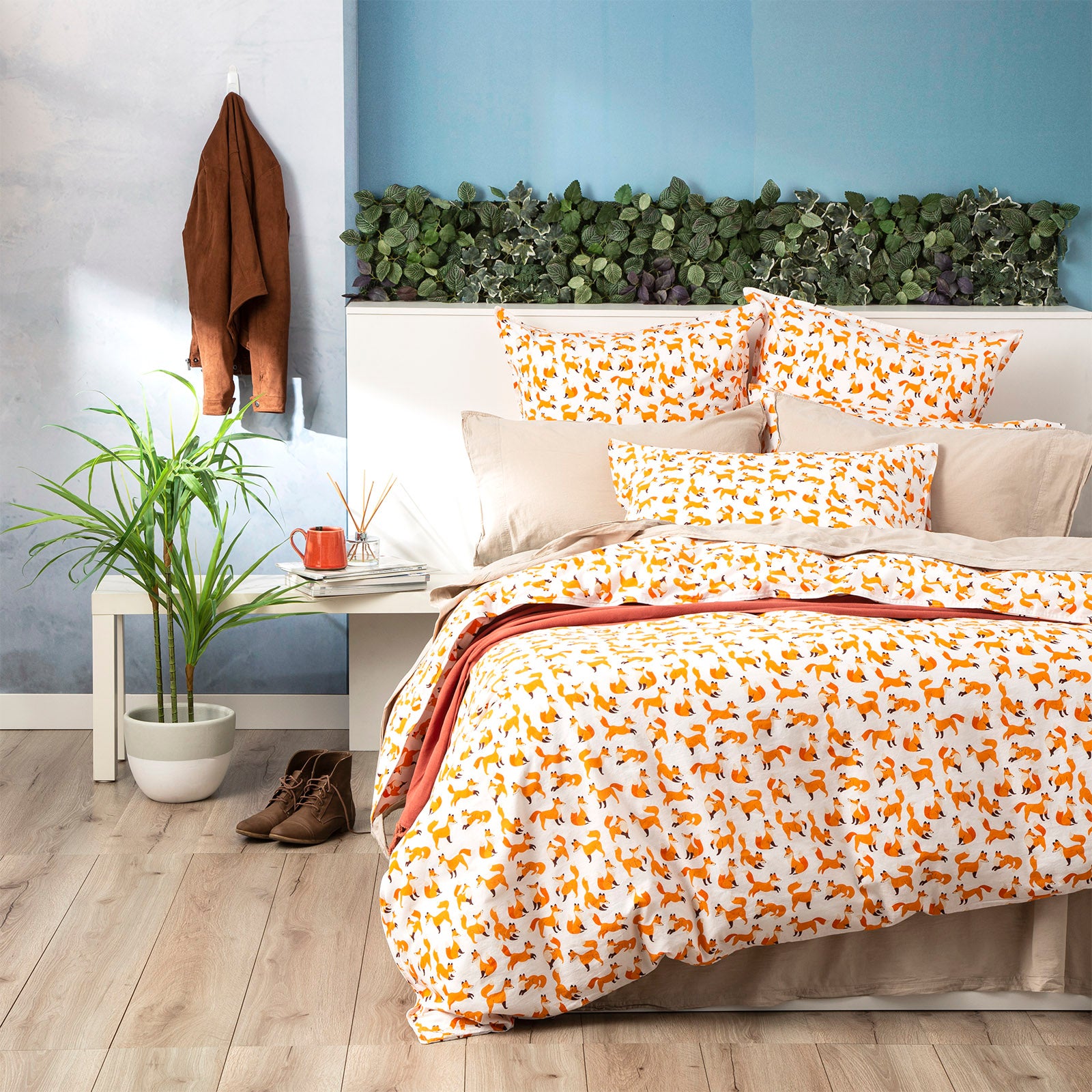 Renee Taylor European Vintage Washed Printed Cotton Quilt cover set King Fox
