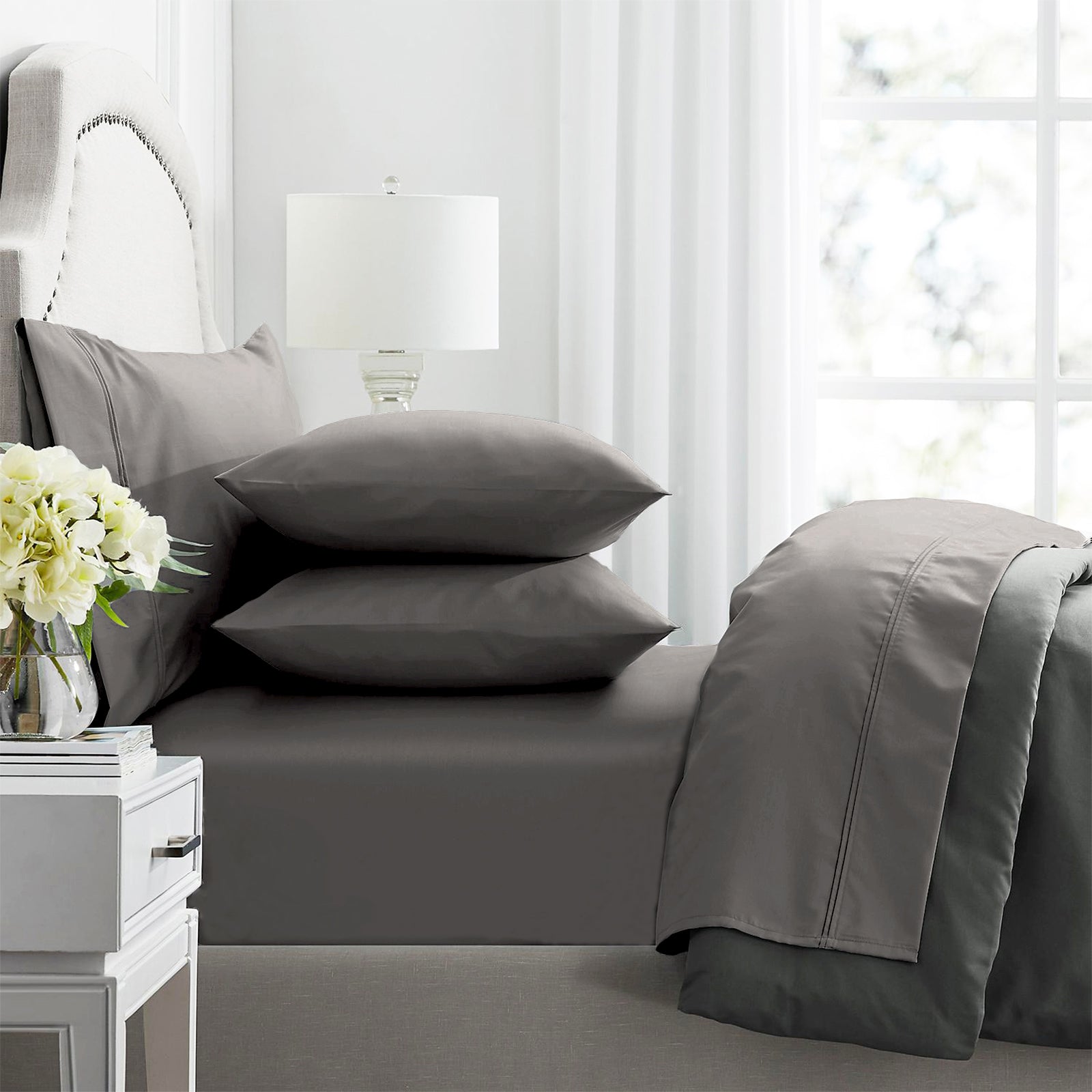 Renee Taylor Premium 1000 Thread count Egyptian Cotton sheet sets Mega Queen Pewter