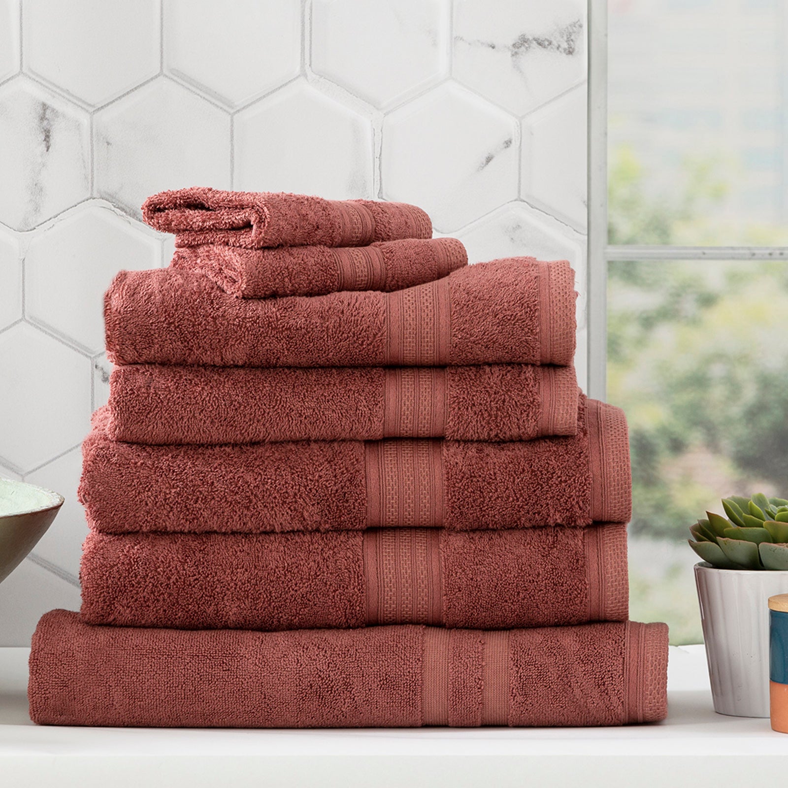 Renee Taylor Stella 650 GSM Super Soft Bamboo Cotton 4 Pack Bath Sheet Brick