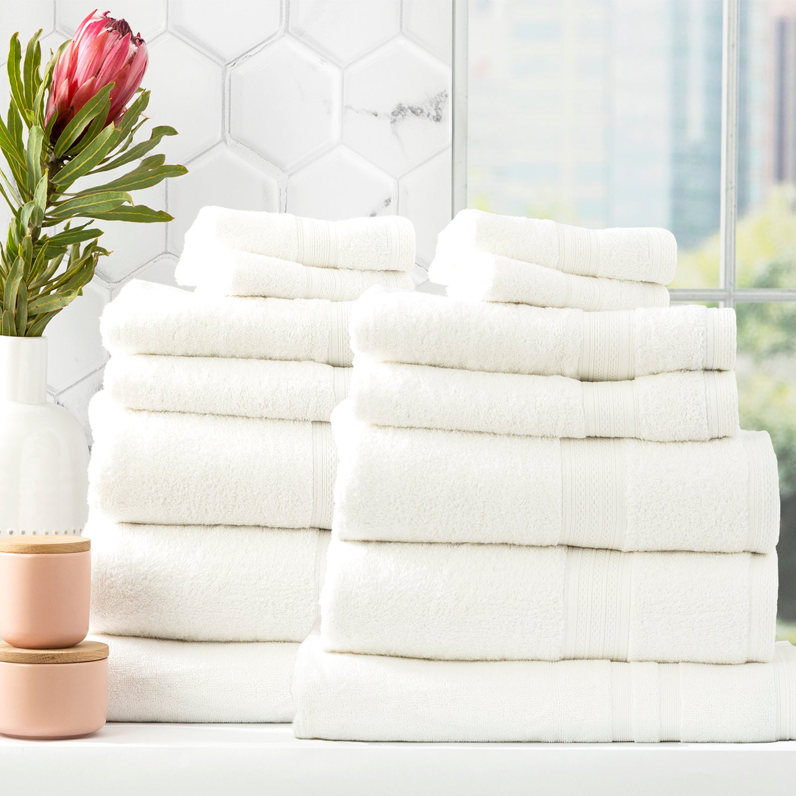 Renee Taylor Stella 650 GSM Super Soft Bamboo Cotton 4 Pack Bath Sheet White