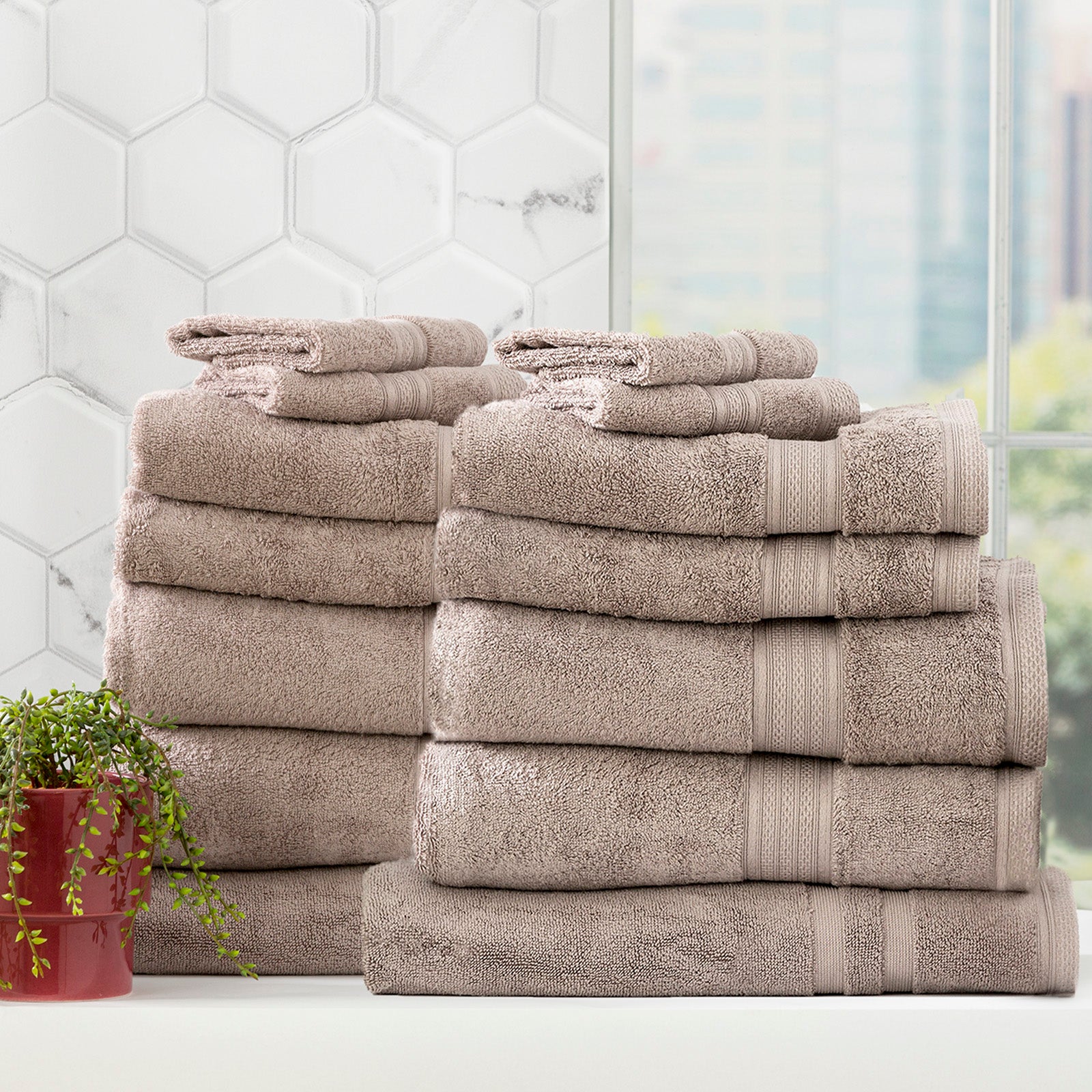 Renee Taylor Stella 650 GSM Super Soft Bamboo Cotton 2 Pack Bath Sheet Pewter
