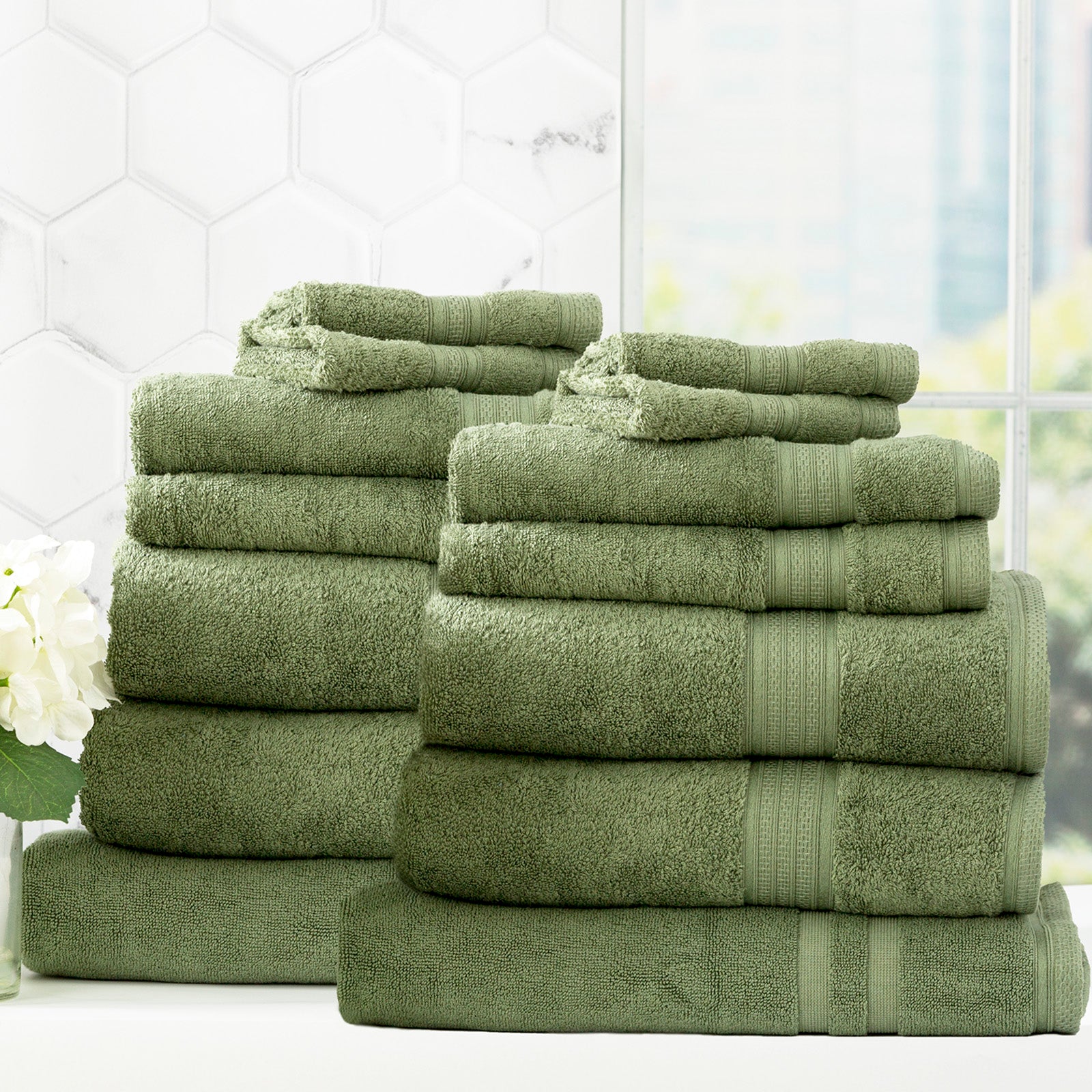 Renee Taylor Stella 650 GSM Super Soft Bamboo Cotton 7 Piece Jade