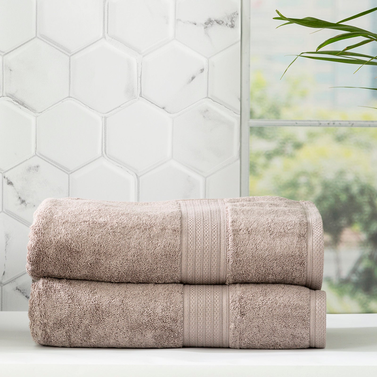 Renee Taylor Stella 650 GSM Super Soft Bamboo Cotton 4 Pack Bath Sheet Pewter