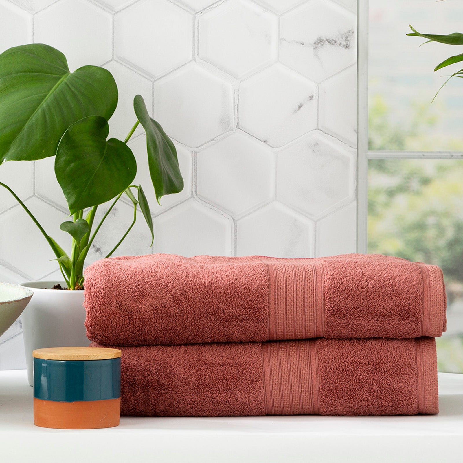 Renee Taylor Stella 650 GSM Super Soft Bamboo Cotton 4 Piece Bath Towel Brick