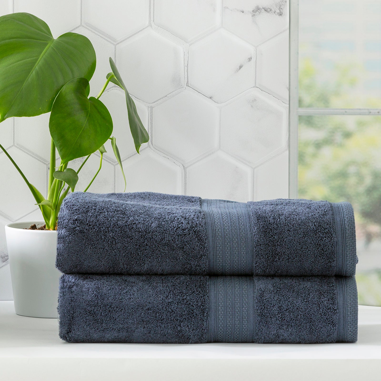 Renee Taylor Stella 650 GSM Super Soft Bamboo Cotton 5 Piece Indigo