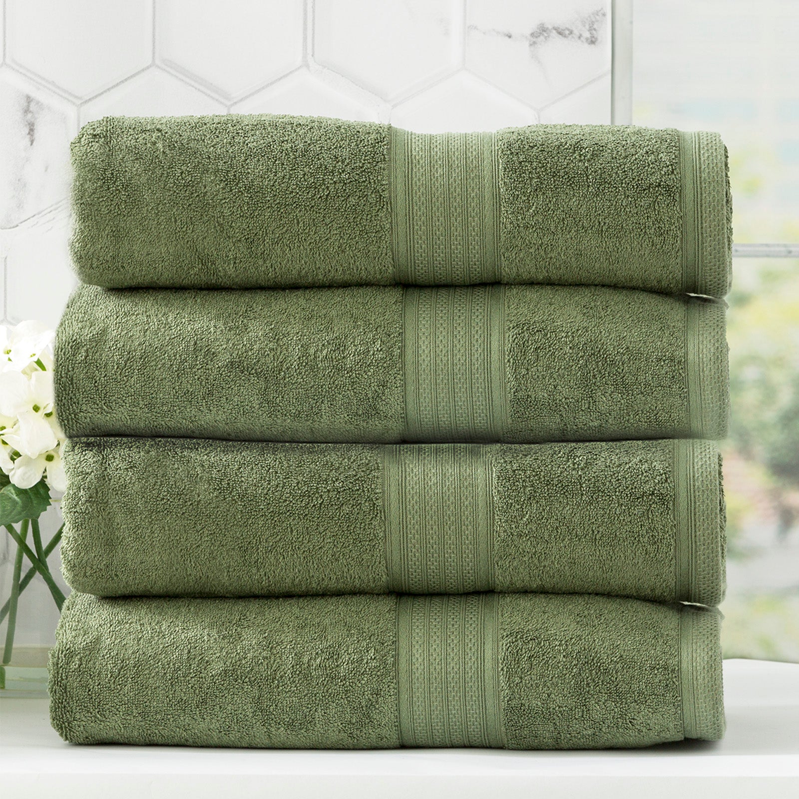 Renee Taylor Stella 650 GSM Super Soft Bamboo Cotton 7 Piece Jade