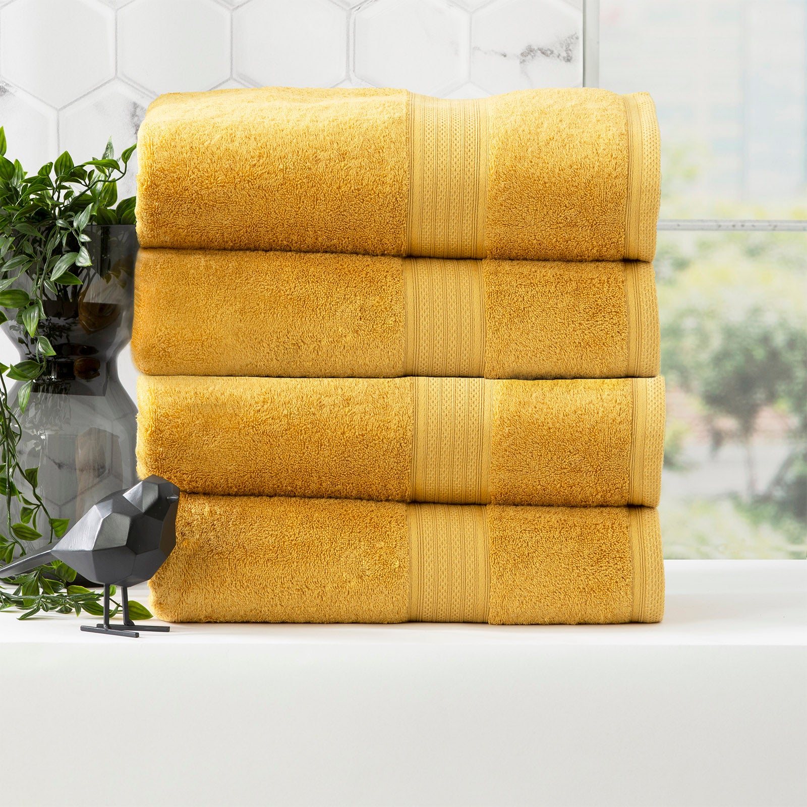 Renee Taylor Stella 650 GSM Super Soft Bamboo Cotton 14 Piece Mustard