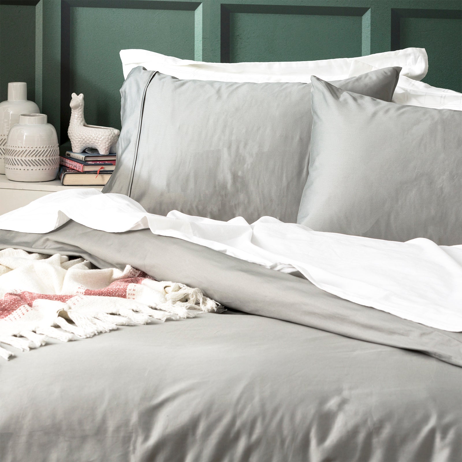 Park Avenue 500 Thread count Natural Bamboo Cotton Quilt Cover set Super King Charcoal
