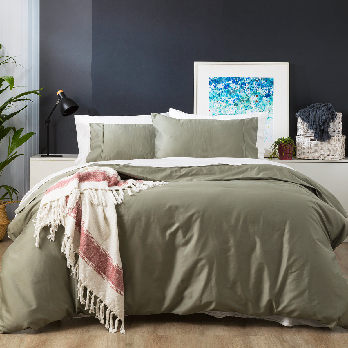 Park Avenue 500 Thread Count Natural Bamboo Cotton Quilt Cover Set - Queen Jade