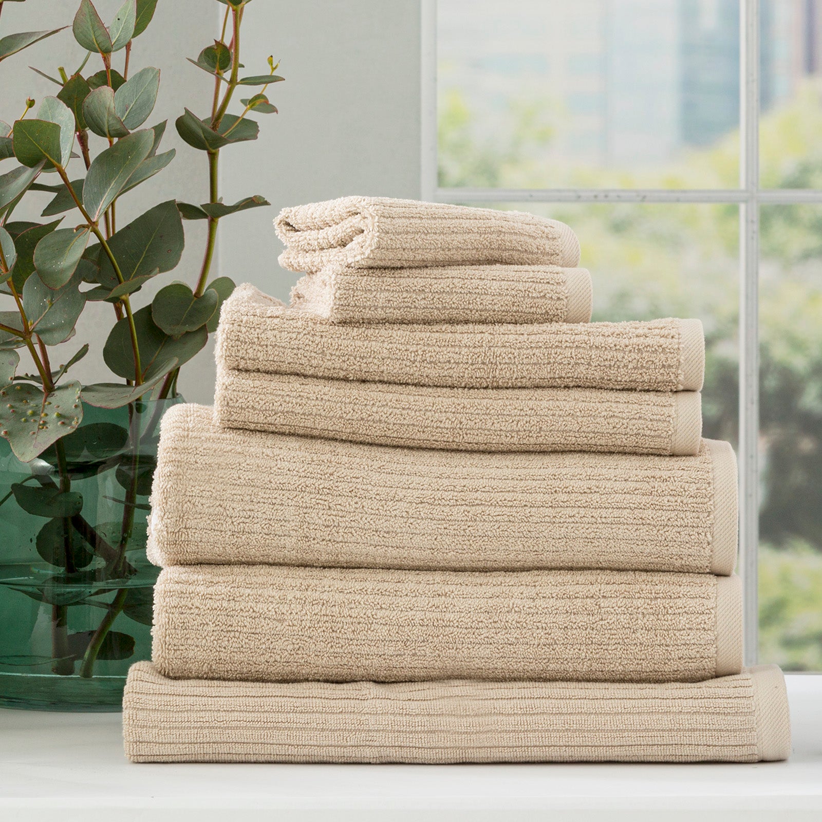 Renee Taylor Cobblestone 650 GSM Cotton Ribbed Towel Packs 5 Piece Stone
