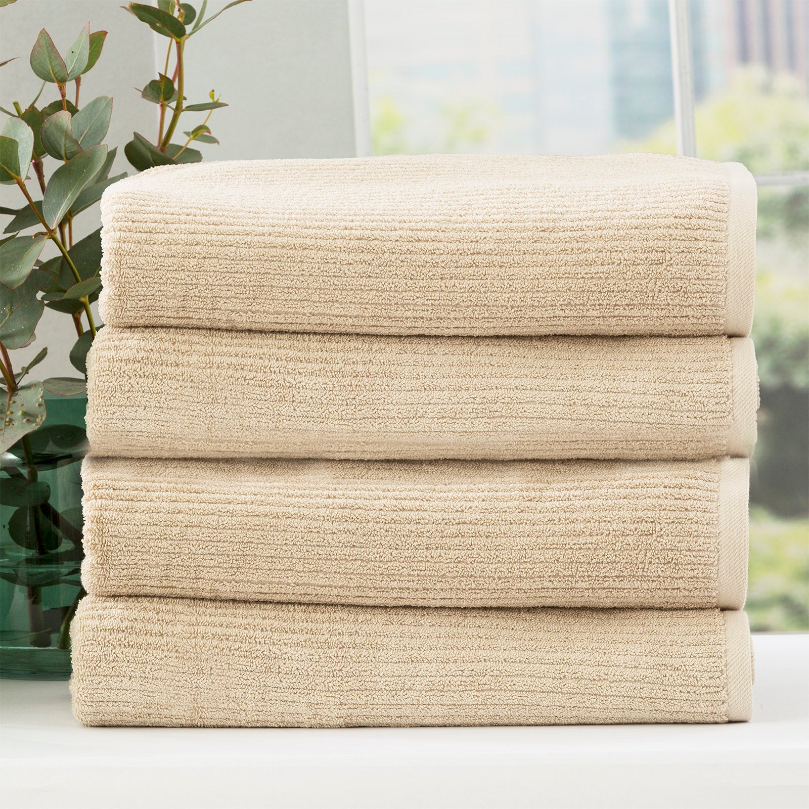 Renee Taylor Cobblestone 650 GSM Cotton Ribbed Towel Packs 14 Piece Stone
