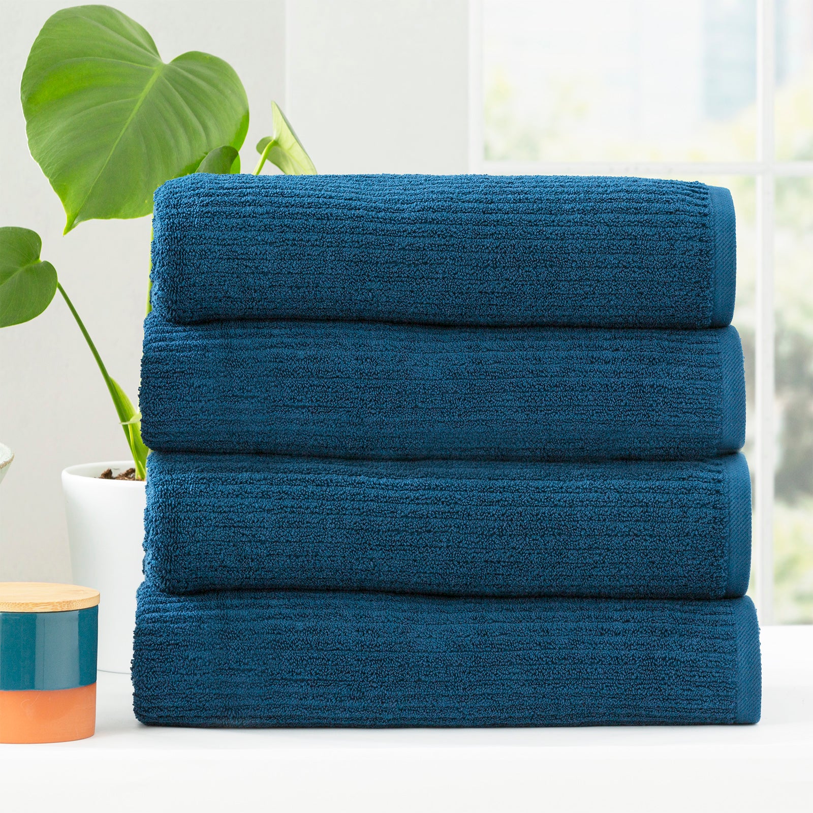 Renee Taylor Cobblestone 650 GSM Cotton Ribbed Towel Packs 14 Piece Ink