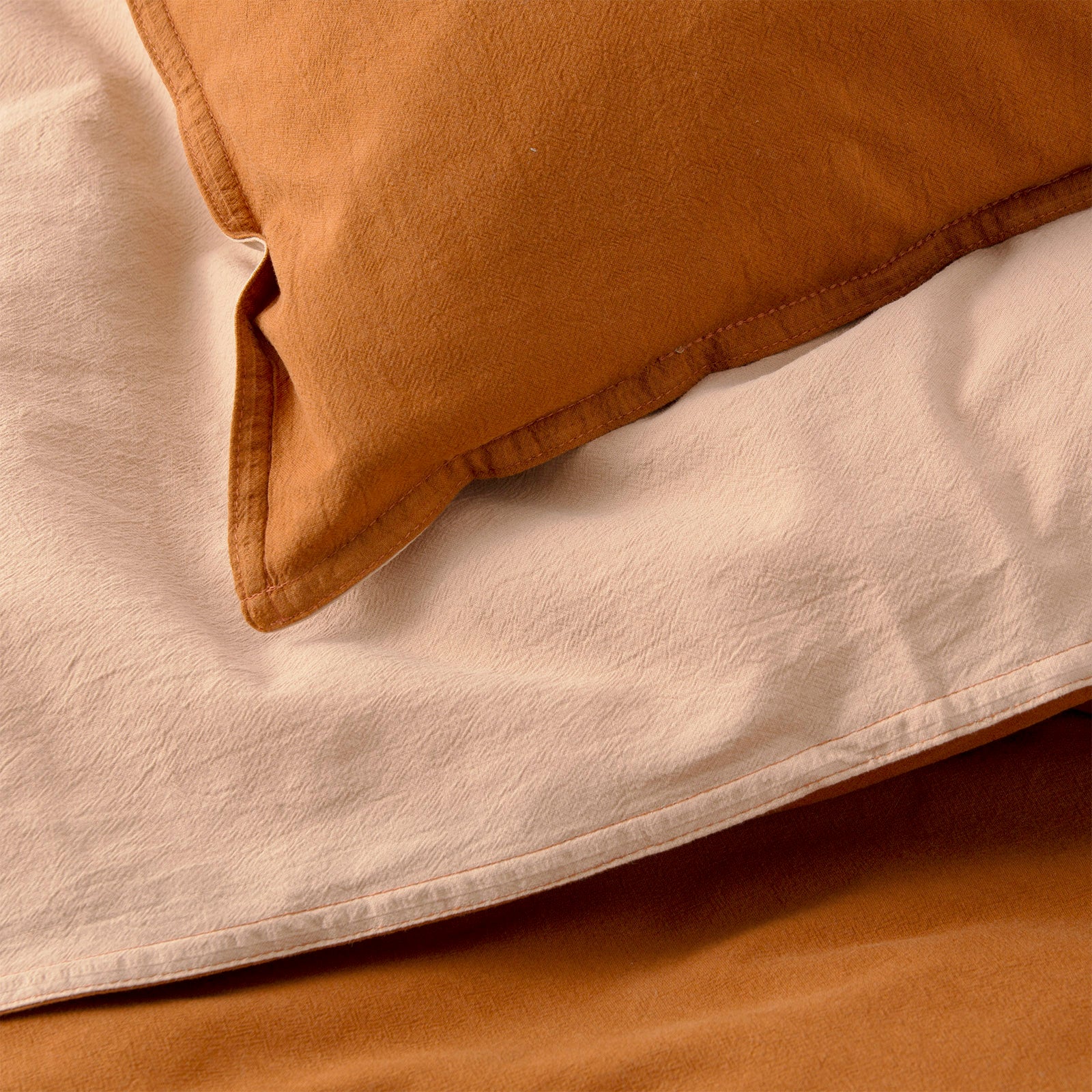 Renee Taylor Essentials Vintage stone washed reversible Quilt cover set Queen Wood