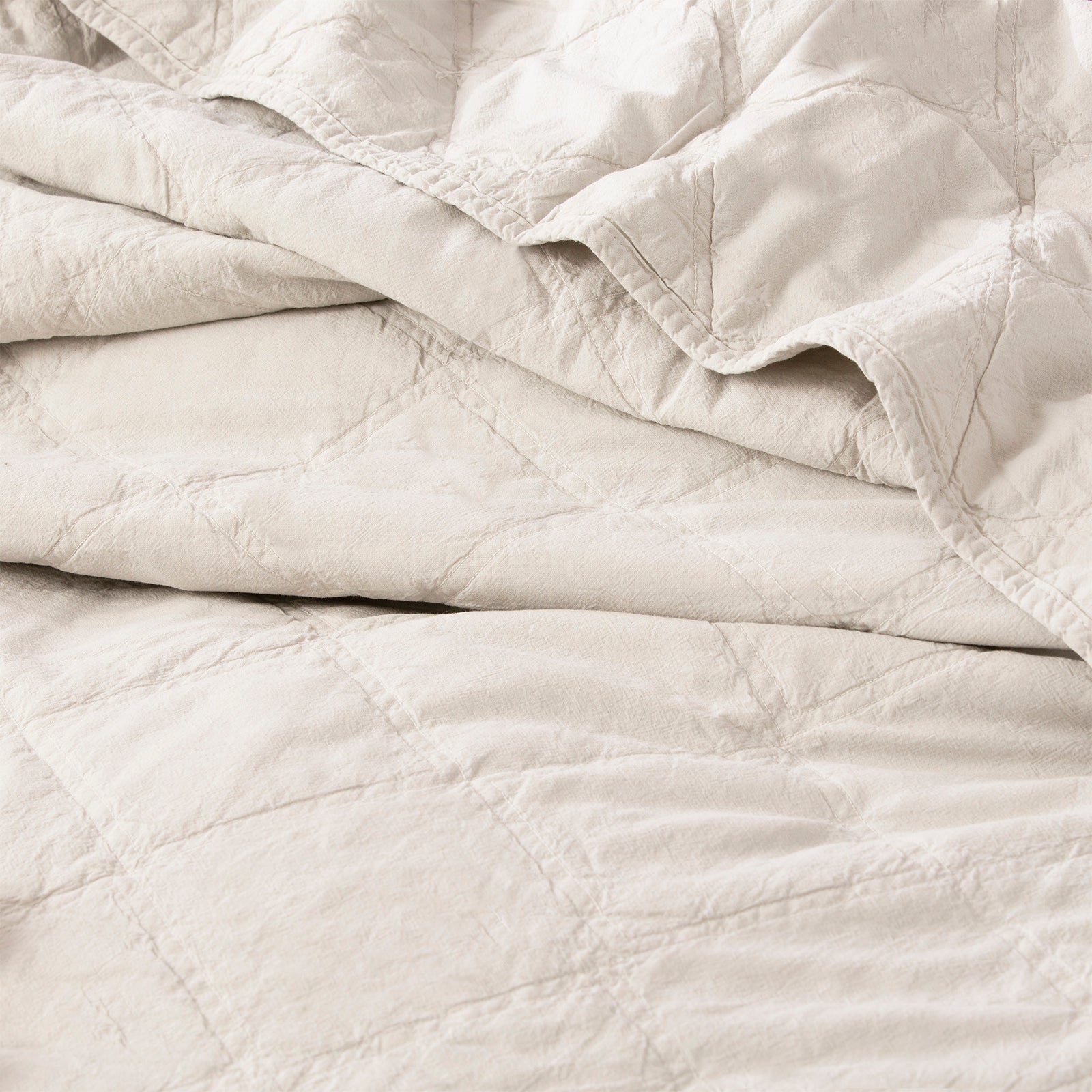 Renee Taylor Attwood Vintage Stone Washed Cotton Quilted Coverlet set Super King Dove