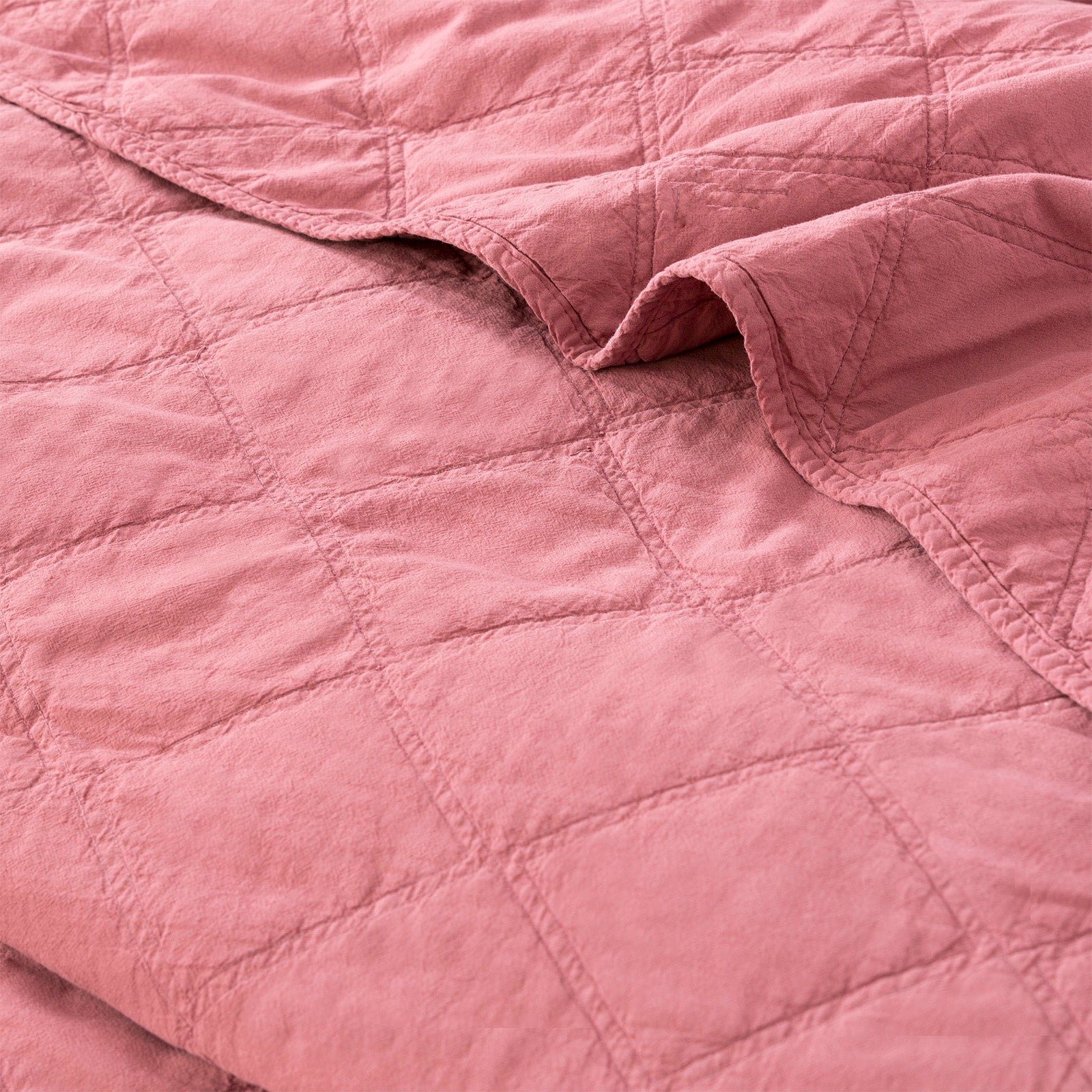 Renee Taylor Attwood Vintage Stone Washed Cotton Quilted Coverlet set Super King Rose