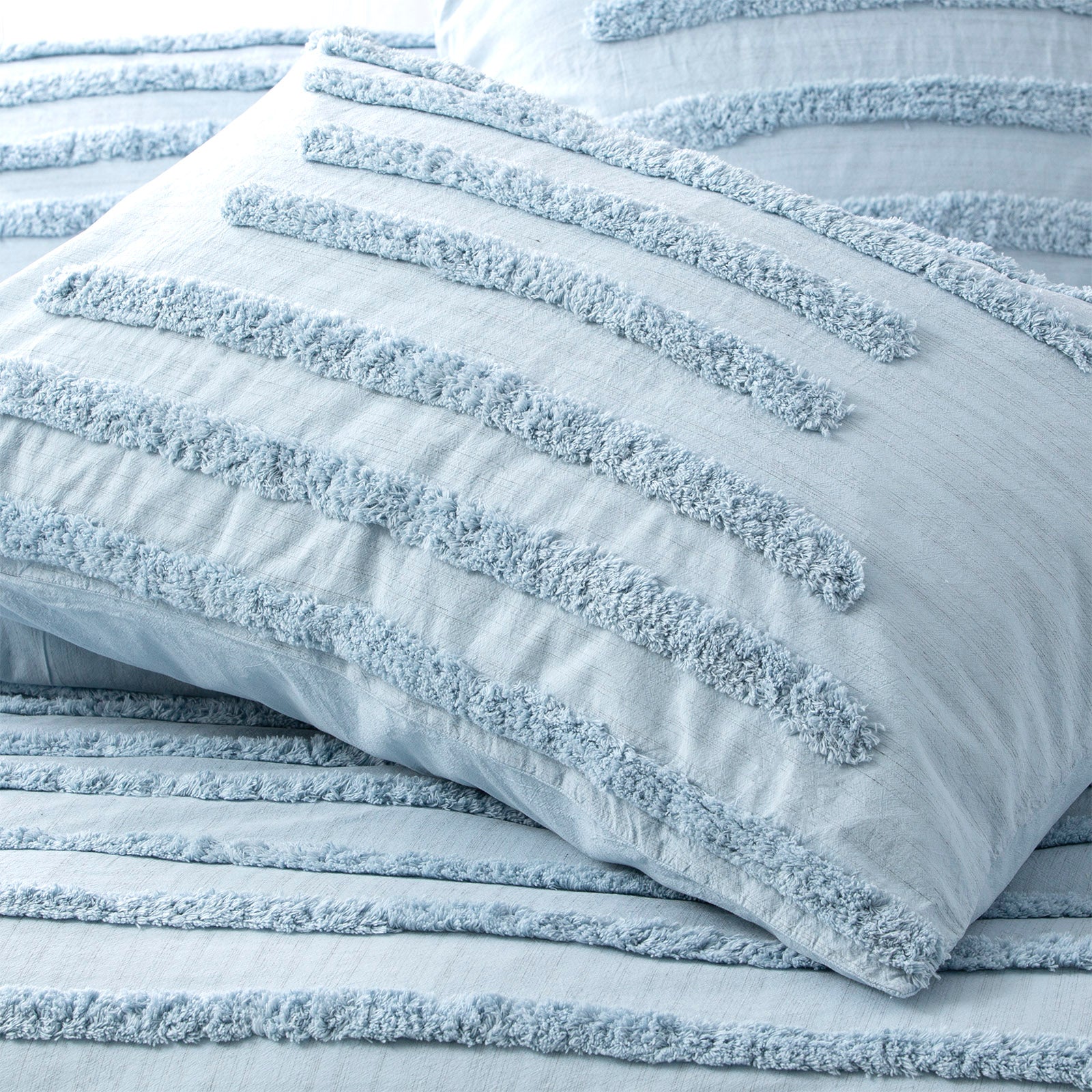 Renee Taylor Classic Cotton Vintage washed Tufted Quilt Cover set King Blue