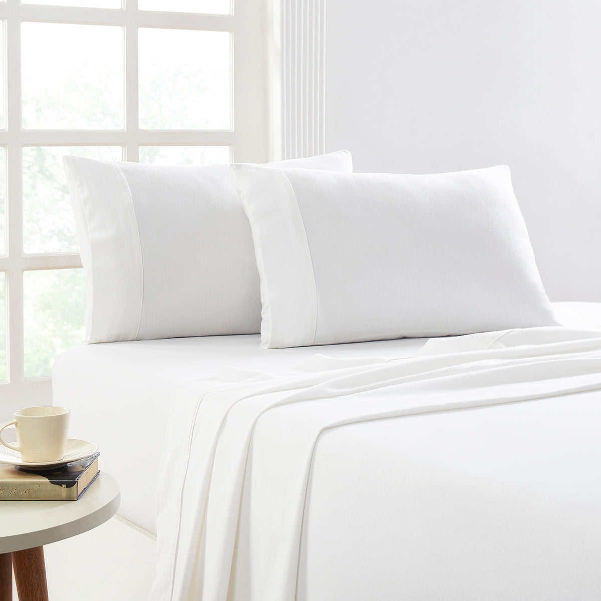 Park Avenue 175 GSM Egyptian Cotton Flannelette Sheet Sets Split Queen Snowy