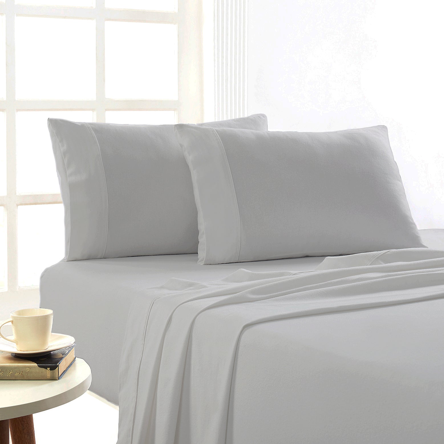 Park Avenue 175 GSM Egyptian Cotton Flannelette Sheet Sets Super King Ash