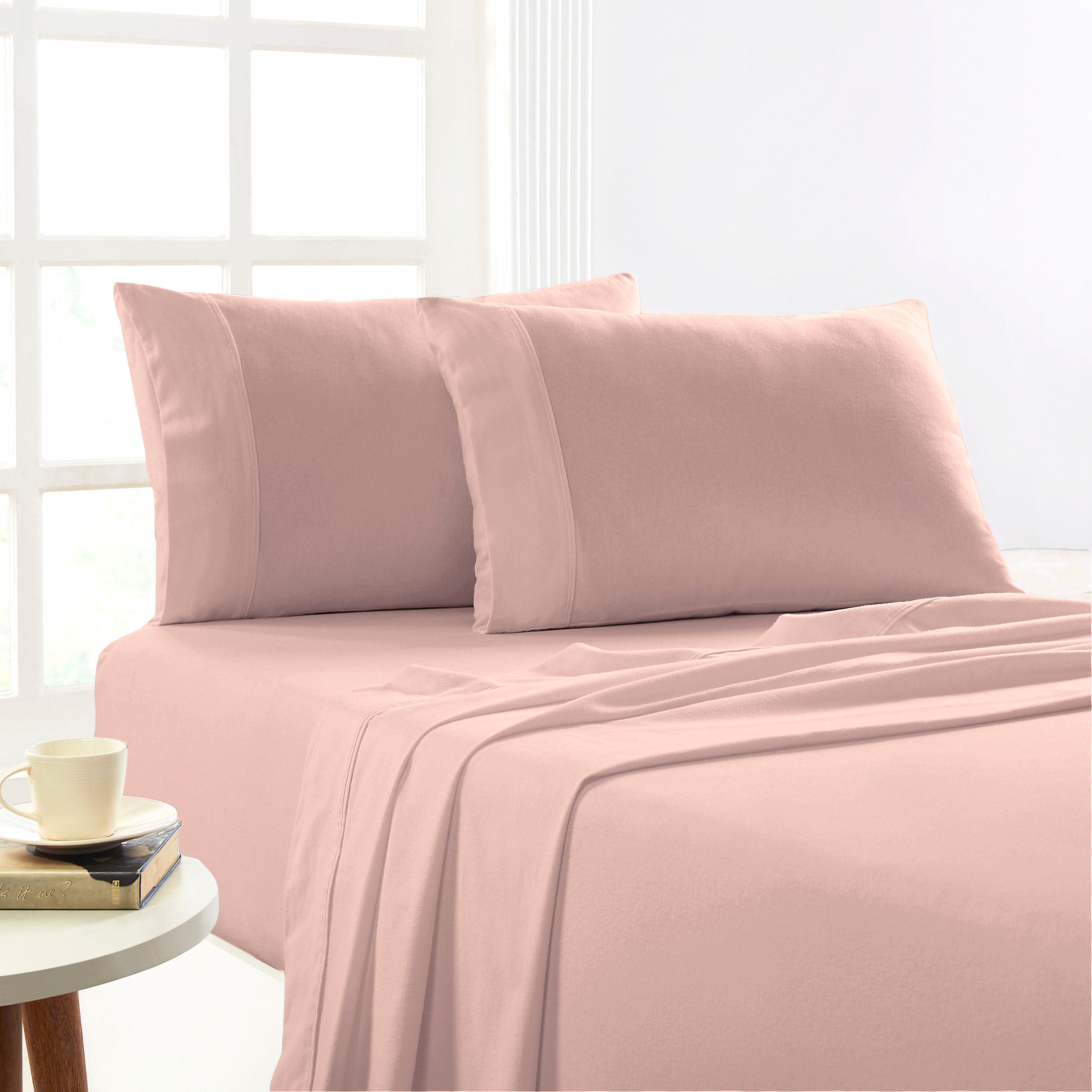 Park Avenue 175 GSM Egyptian Cotton Flannelette Sheet Set Mega Queen Rose
