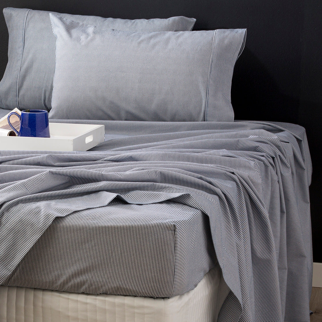 Park Avenue 175 GSM Egyptian Cotton Flannelette Sheet Set Mega King Striped