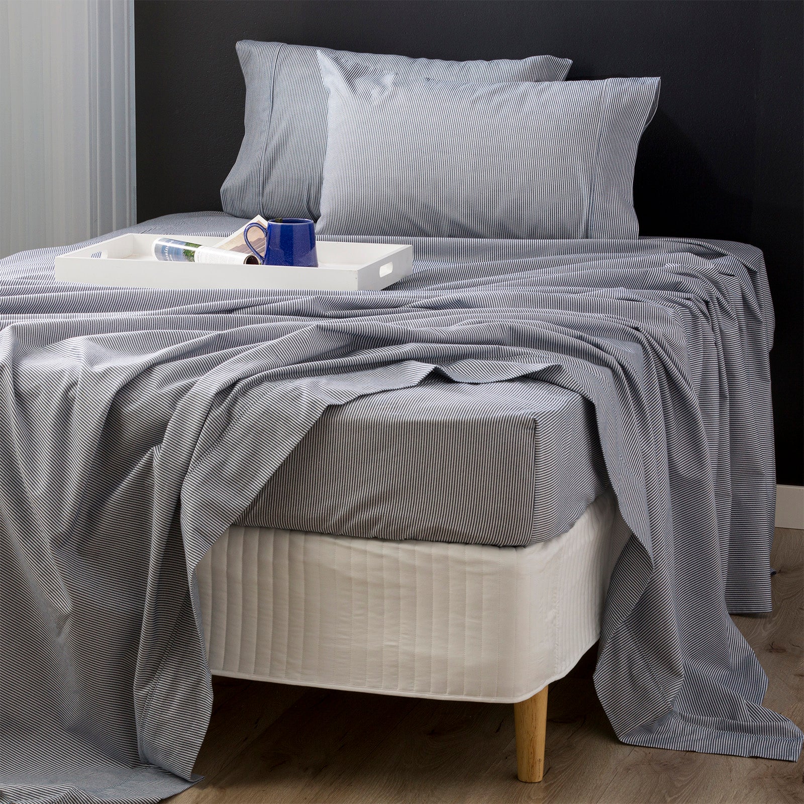 Park Avenue 175 GSM Egyptian Cotton Flannelette Sheet Set Mega King Striped