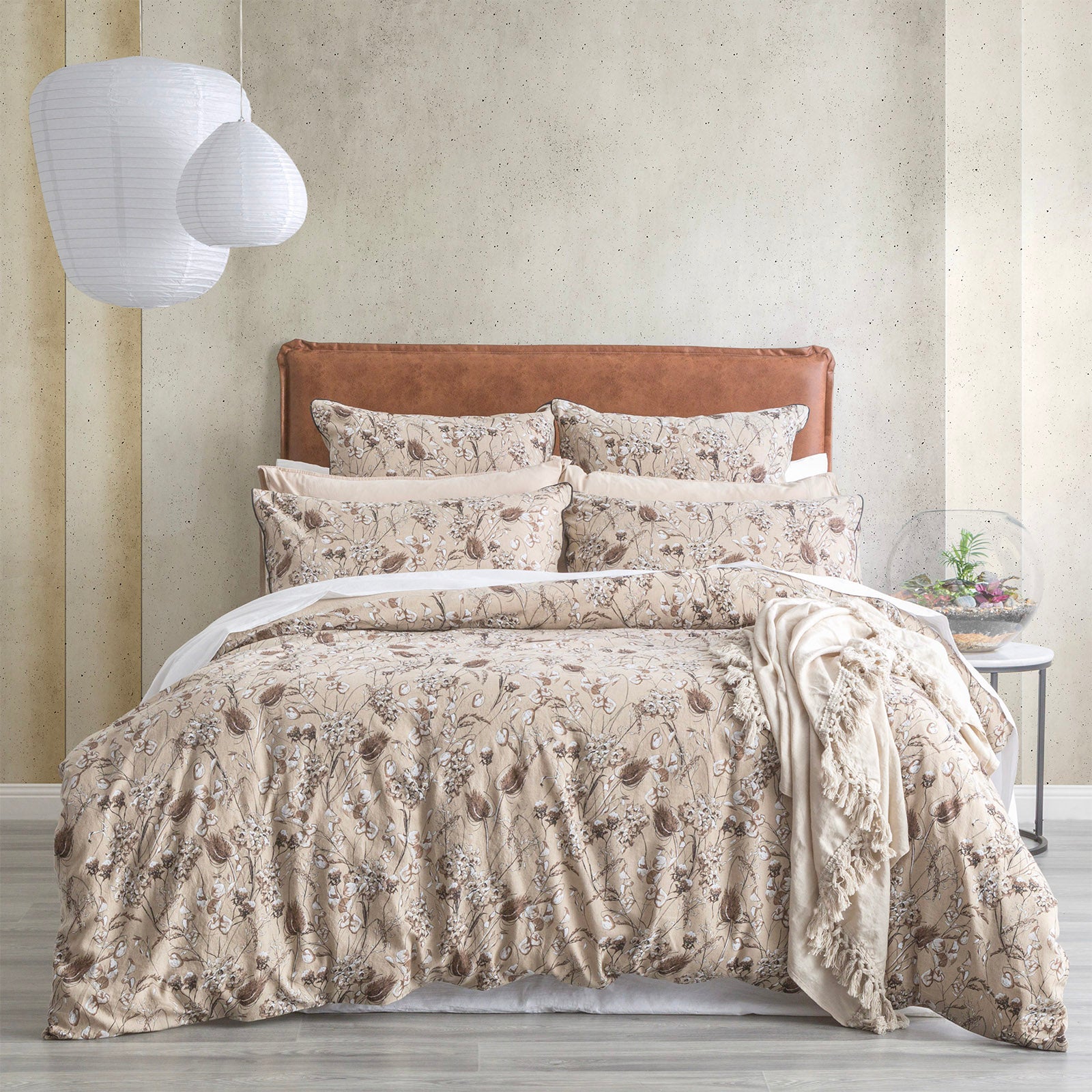Renee Taylor Cavallo French Linen Printed Quilt cover set Super King Bushland