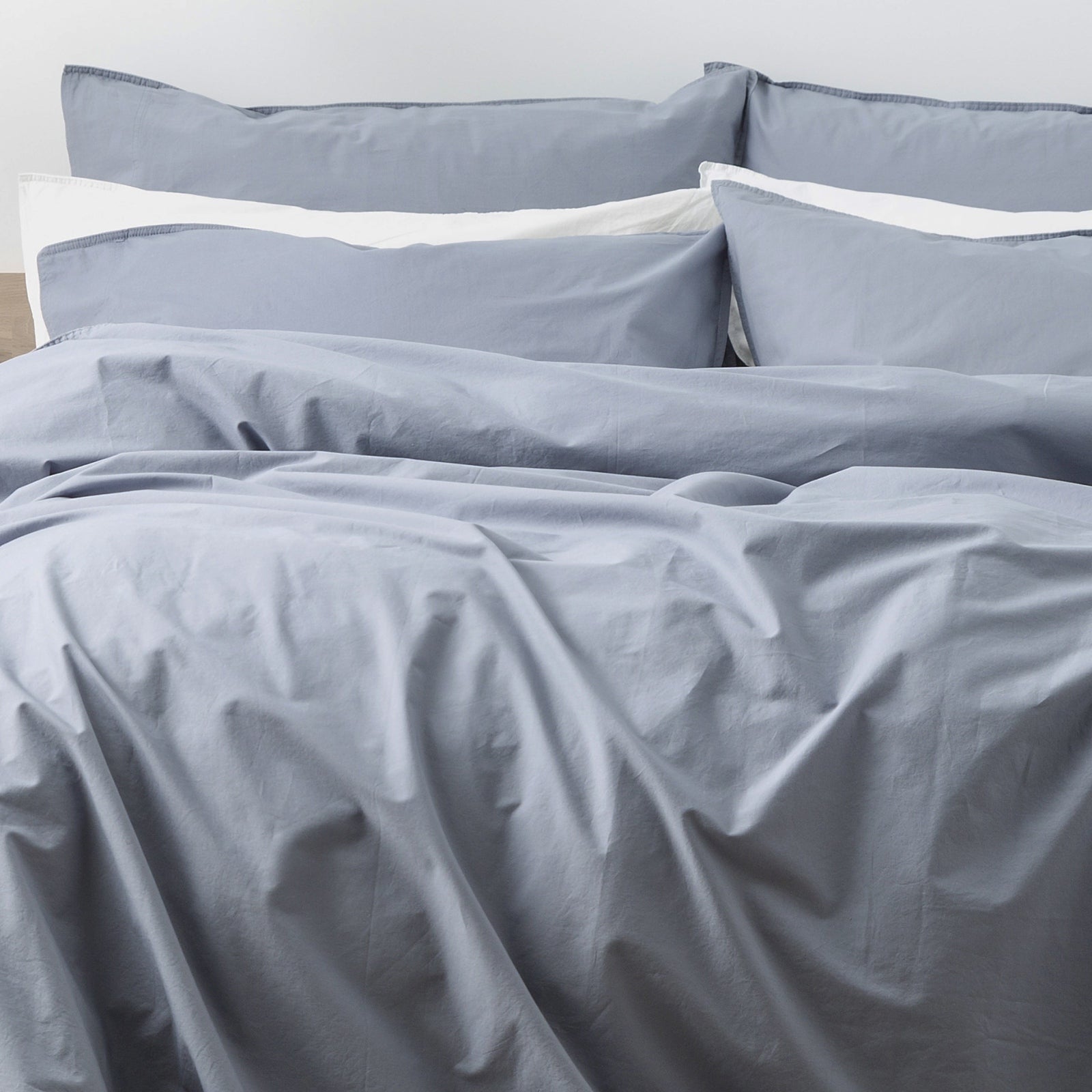 Renee Taylor Helena Vintage Stone washed Quilt Cover Set King Dusty Blue